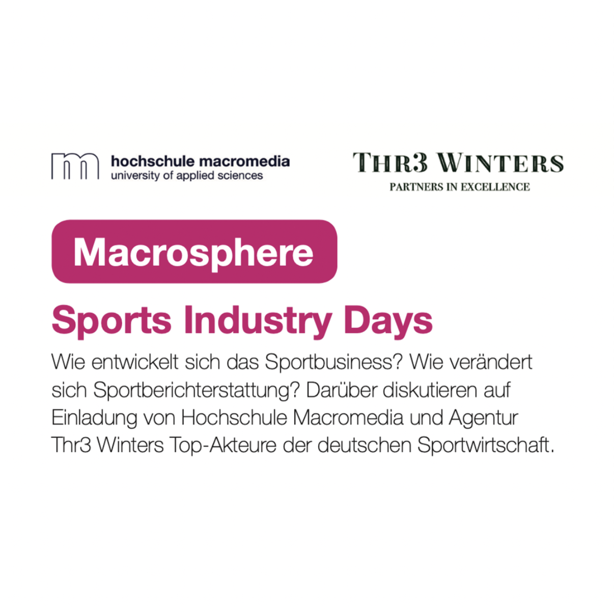 Macrosphere Sports Industry Days (12./13. November)